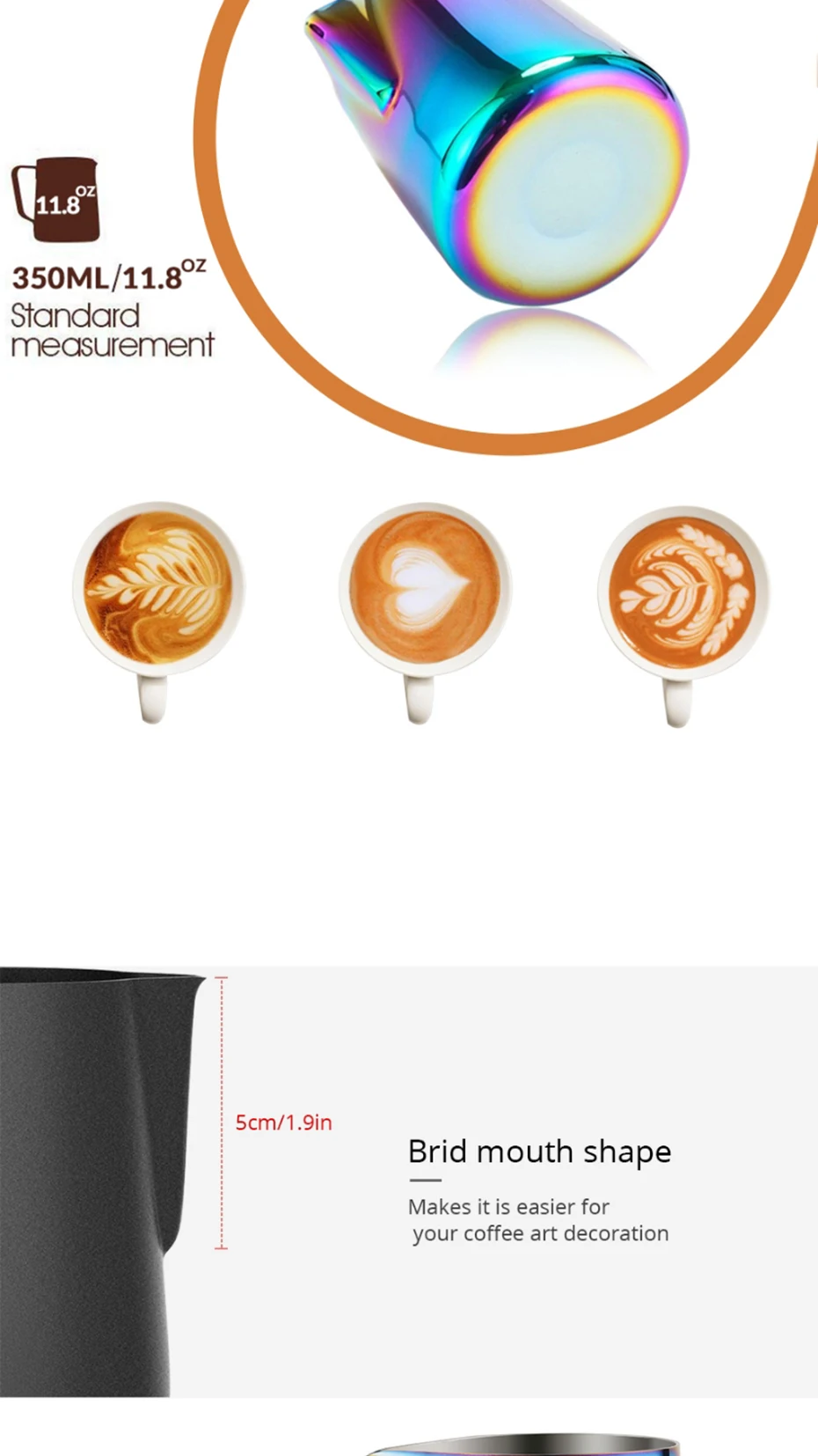 Dianoo Pichet à Mousse En Acier Inoxydable 600 Ml Jaune - Mousseur Lait Café Latte