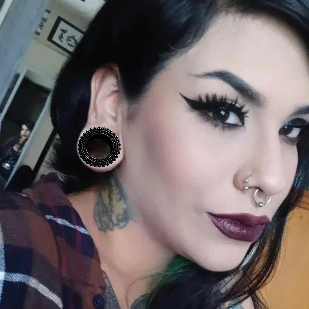 Piercing Jewelry 2pcs Simple Stainless Steel Pattern Screw Ear Expander Gauges Plugs Tunnels Earrings Body Stretchers