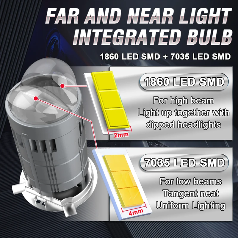 H4 LED Projector Lens Car Headlight Bulbs Bi LED H4 Powerful 1000W Lamp Mini Auto Motorcycle Fog Lights Plug&Play With Turbofan led car lights led lights led bulbs led headlights led car headlights car headlamps hid headlight bulbs