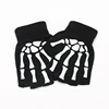 Guantes Punk luminosos de medio dedo para niños y adultos, manopla negra sin dedos, para Halloween