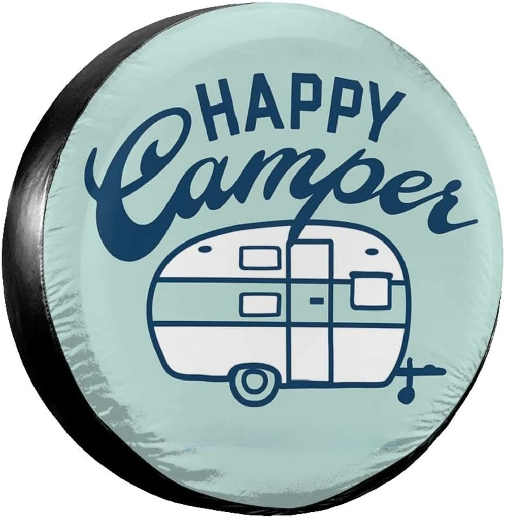 

Happy Camper Life Spare Tire Cover 17 Inch Wheel for RV Trailer Funny Weatherproof Wheel Covers Universal Fit SUV Truck Camper
