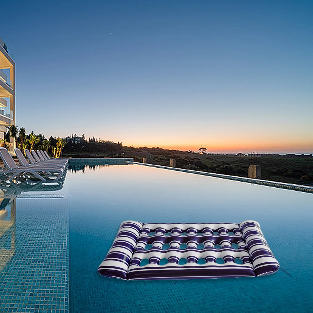 Inflatable Water Sleeping Bed PVC Floating Lounger Air Mattress Portable Swimming Pool Air Mattress Outdoor Swimming