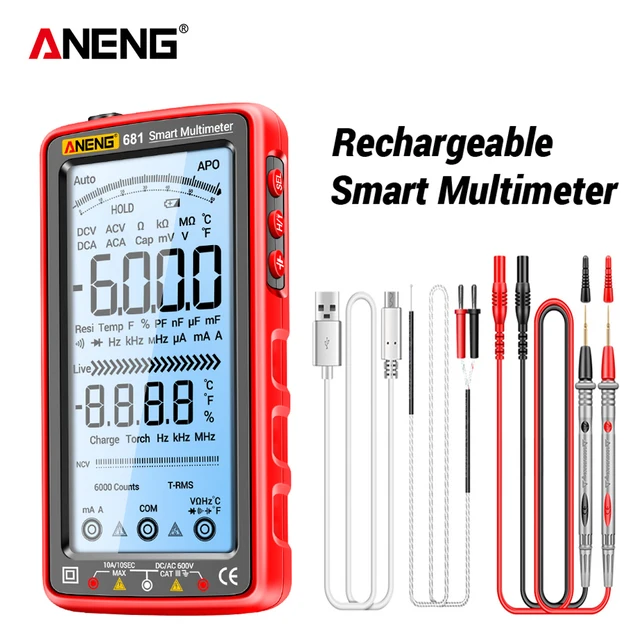 ANENG 681 Rechargable Digital Professional Multimeter Non-contact Voltage Tester AC/DC Voltage Meter LCD Screen Current Tester 1