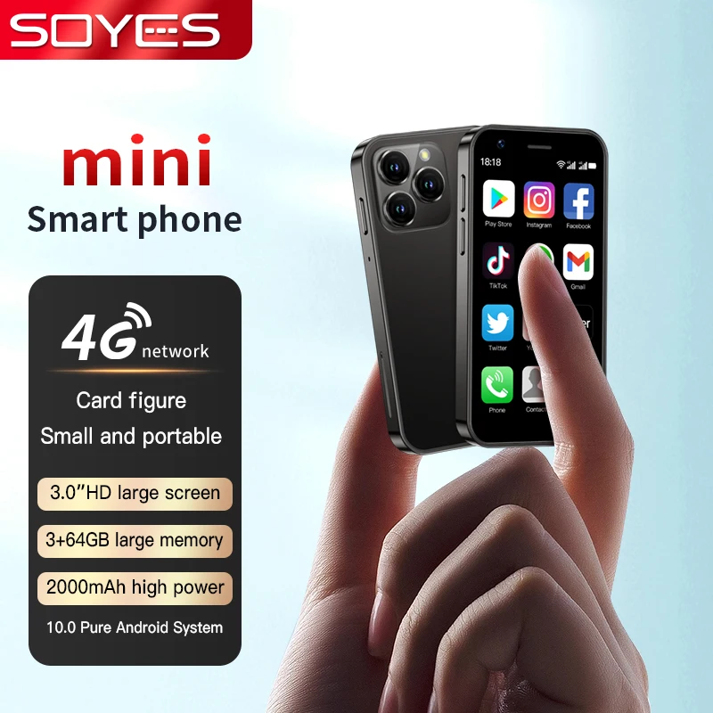 Cell Phone Mobile Phone SOYES XS16 mini 4G Smartphone 3.0inch 3GB RAM 64GB ROM Android 8.0 5MP Camera Dual SIM With Play Store WhatsAPP