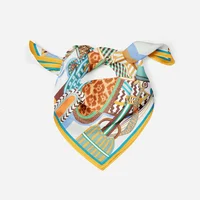 53cm Design Gorgeous Saddle Brand Square Scarf Woman New Silk Scarf Women Bandana Luxury Headband Hijab Foulard Neckerchief - Image 5