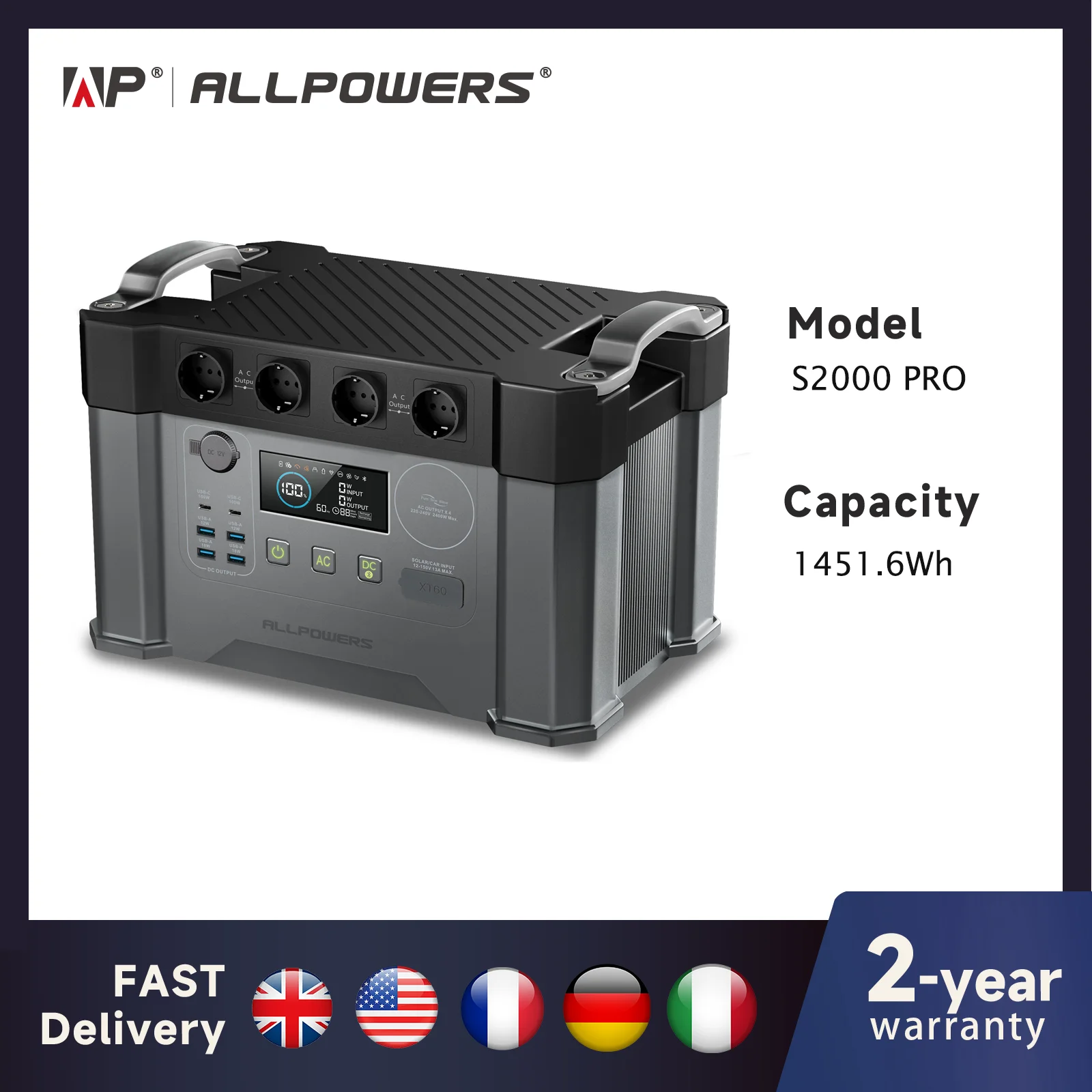 ALLPOWERS Portable Power Station 2000W / 2400W Emergency Backup High-power Power Supply for Home Outdoor Power outage