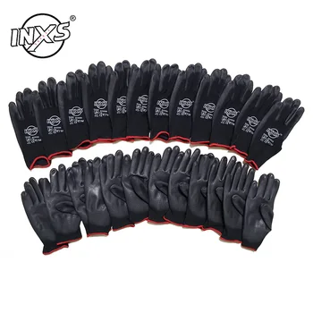 12 Pairs Polyester Nylon PU Coating Safety Work Gloves For Builders Fishing Garden Work Non-slip gloves