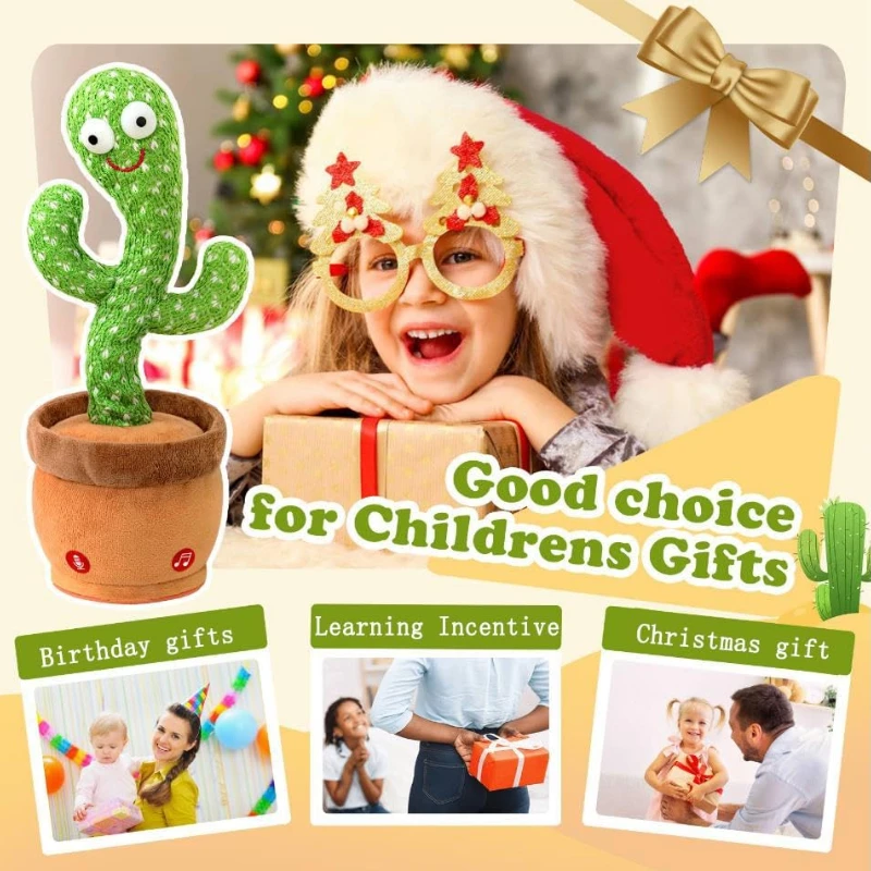 Sunshine Cactu Children's Electronic Plush Toy Dancing and Talking Cactu Children's Birthday Party Christmas Gift with 120 Songs 2