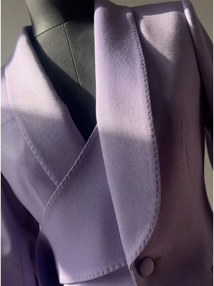 BZVW [in Stock] Temperament Office Lady Designer Purple Blazer Coat Women's 2023 Spring Autumn Fashion New Suit Jacket Female