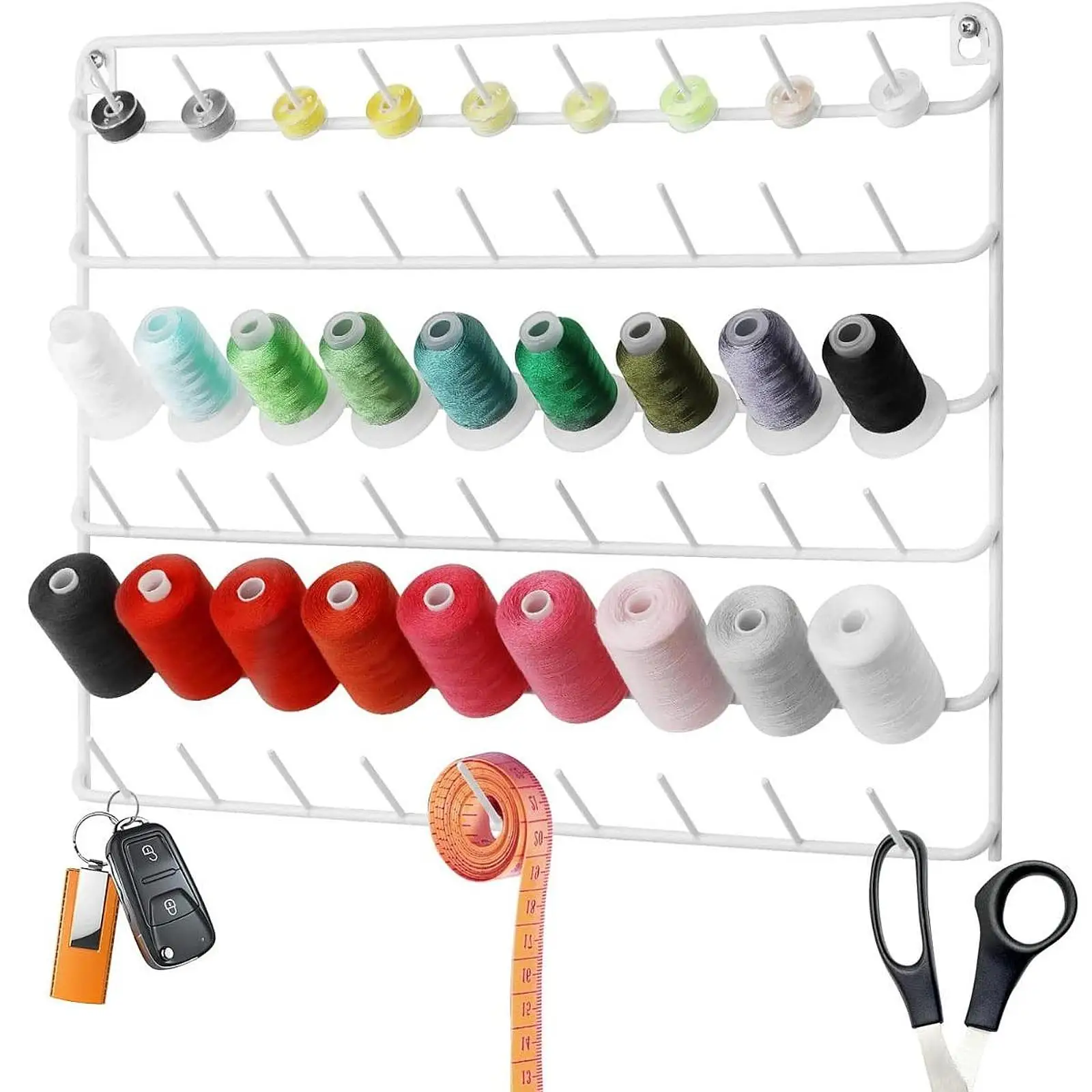 Yarn Holder Embroidery Floss Organizer Thread Holder Wall Mounted Embroidery Thread Rack Sewing Organizer Spool Holder for Braid Knitting Quilting Jewelry