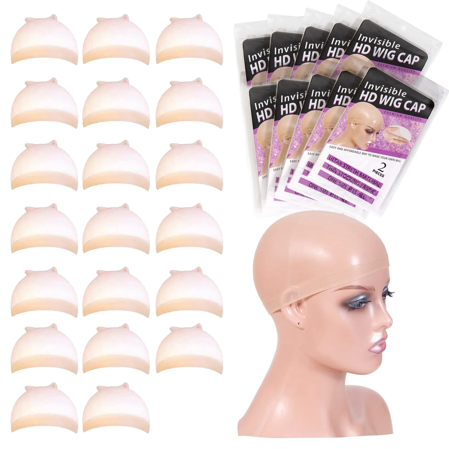 20pcs/Lot HD Wig Caps for Lace Front Wig Elastic Medium Nylon Stocking