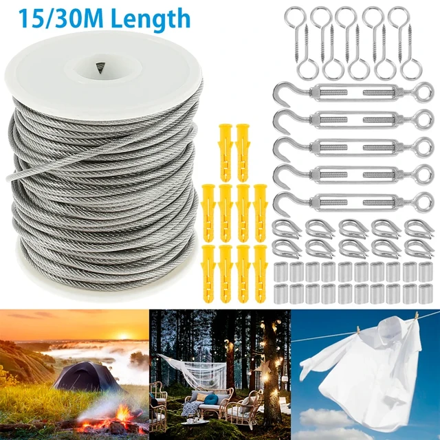 304 Stainless Steel Heavy Duty Cable Rope Garden Wire Cable Railing Wire  Fence Roll Kits for Outdoor Tent Rope PVC Coated - AliExpress