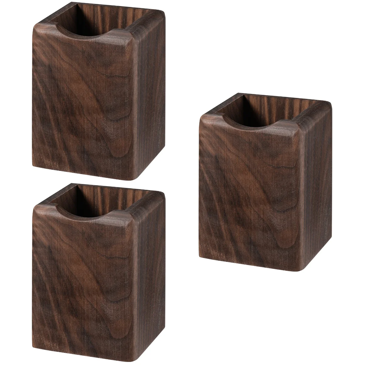 3pcs Toyvian Wooden Pen Box Multiple-Use Desk Organizer Eco Natural Wood Storage Box (Black Walnut)