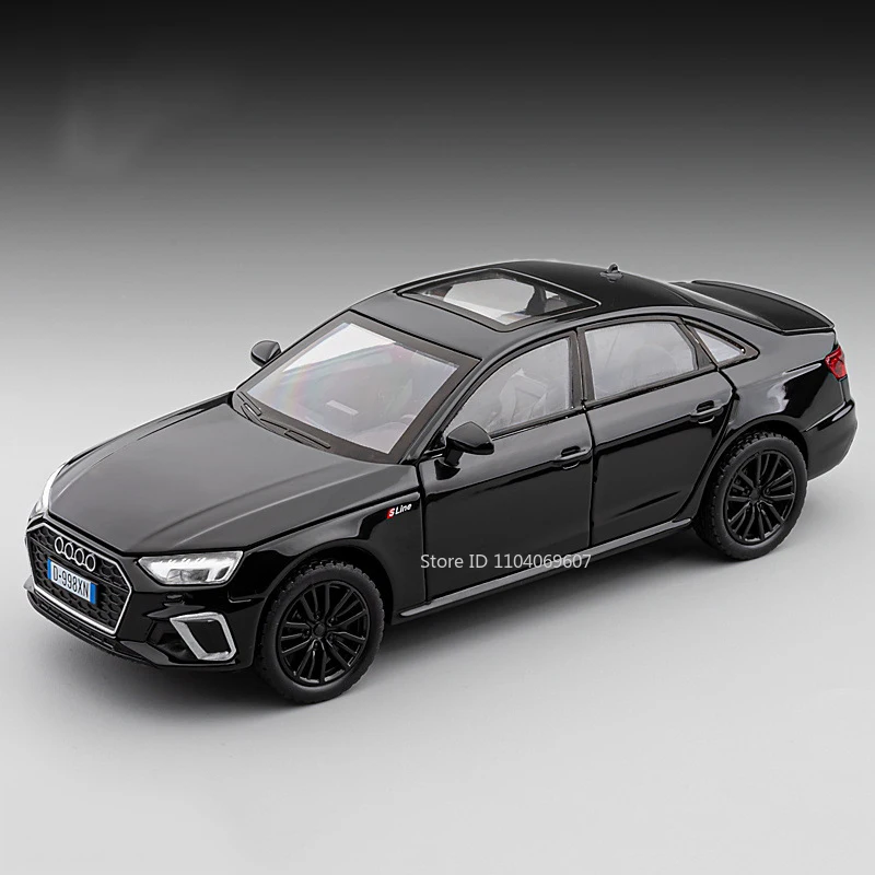 Alloy Diecast Miniature Toy Car with Opening Doors, Sound, Light, and Pull-Back Action