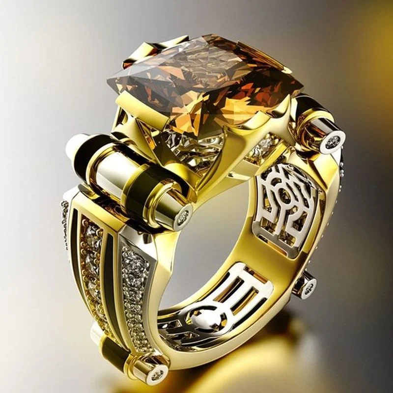 Vintage Jewelry Rings for Men Gothic Stainless Steel Ring Gold Color Fidget Ring Mens Jewellery Indian