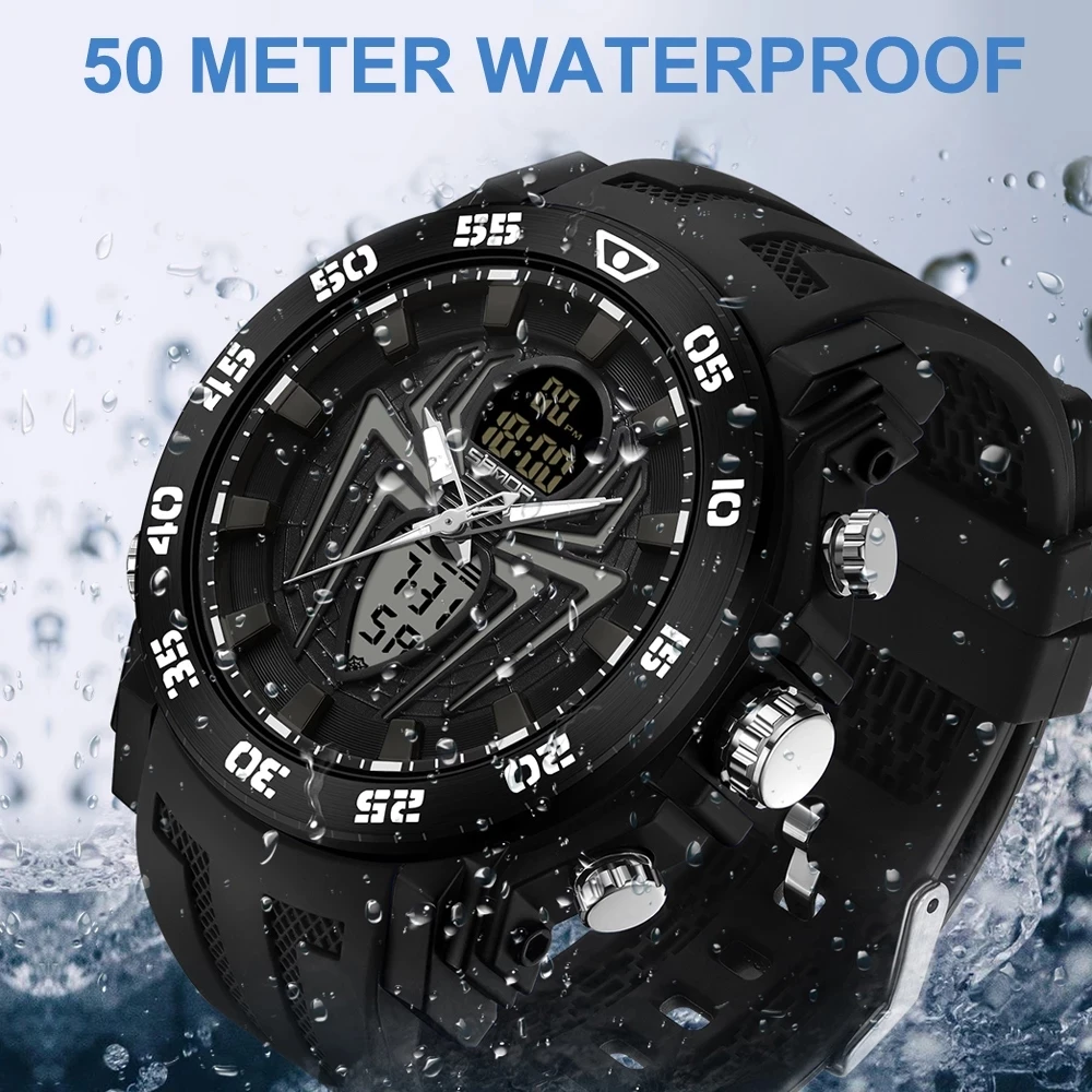 SANDA Men's Watches Sport Military Quartz Watch 50M Waterproof Wristwatch for Male Clock Stopwatch Relogios Masculino 6111