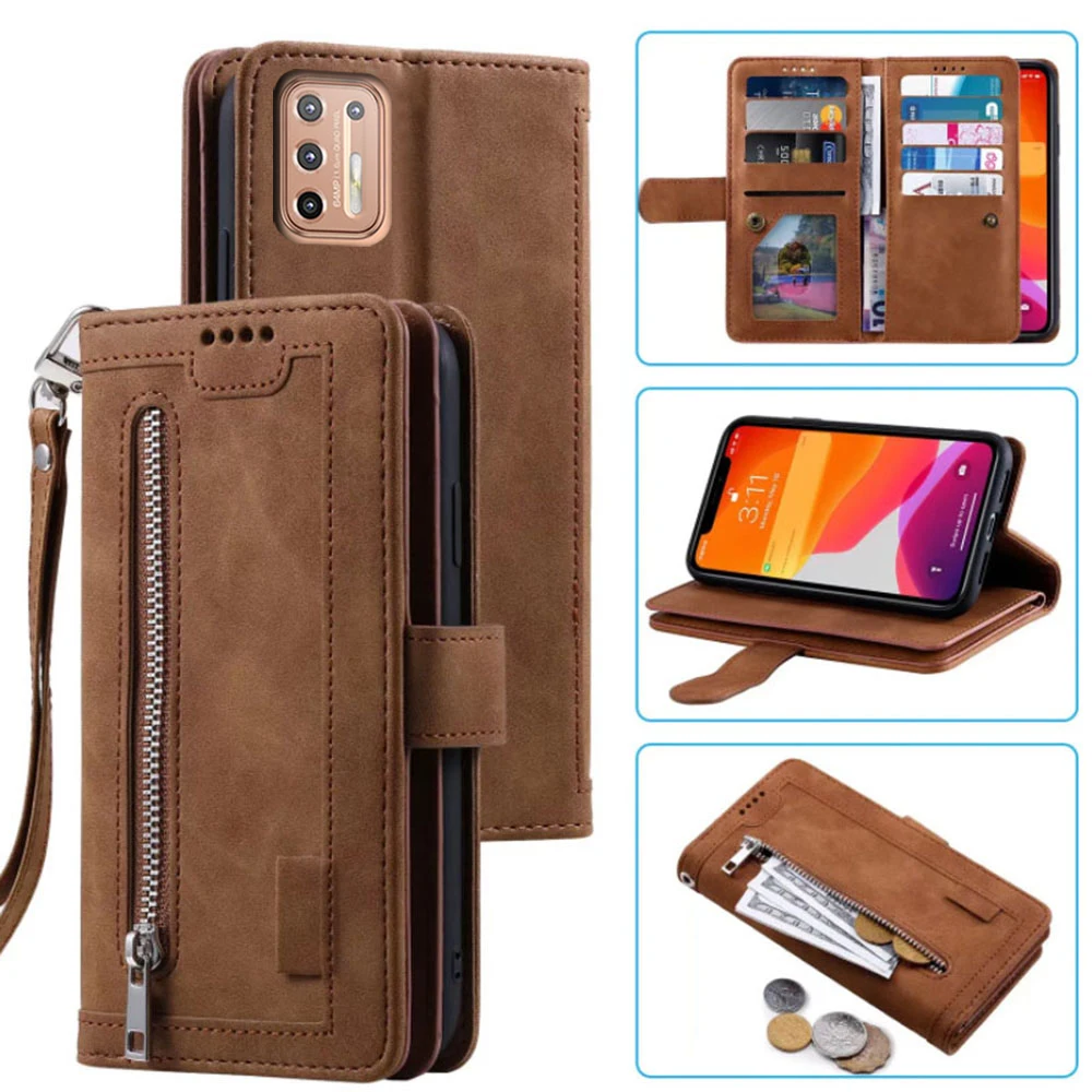 Elegant Zipper Wallet Case with Card Slots, Flip Folio, and Wrist Strap – Carnival Collection