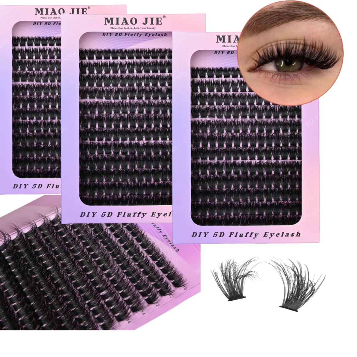 DIY 5D Fluffy Lash Clusters 100D Thick Eyelash Clusters CC Curl Wispy Individual eyelash extensions 10-20mm