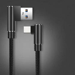 High-Speed 5A L-Shaped USB Type-C Fast Charging Cable - 0.25m (Type c black)