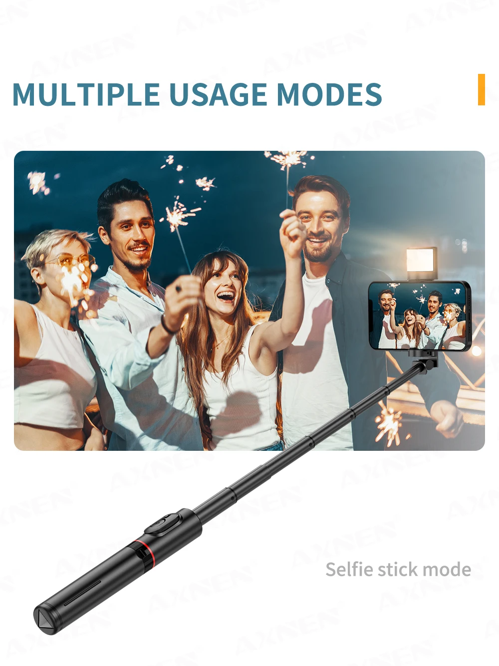 2026 NUOVO Q12S Asta selfie wireless pieghevole Monopiede Bluetooth con telecomando e luce di riempimento Treppiede per iPhone e Android_voghion.com