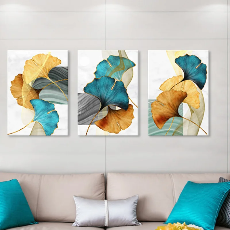 Nordic Gold Ginkgo Biloba Leaf Plant Painting Canvas Poster Wall Art Print Picture Bedroom Wall Art Poster Decorazioni Murali