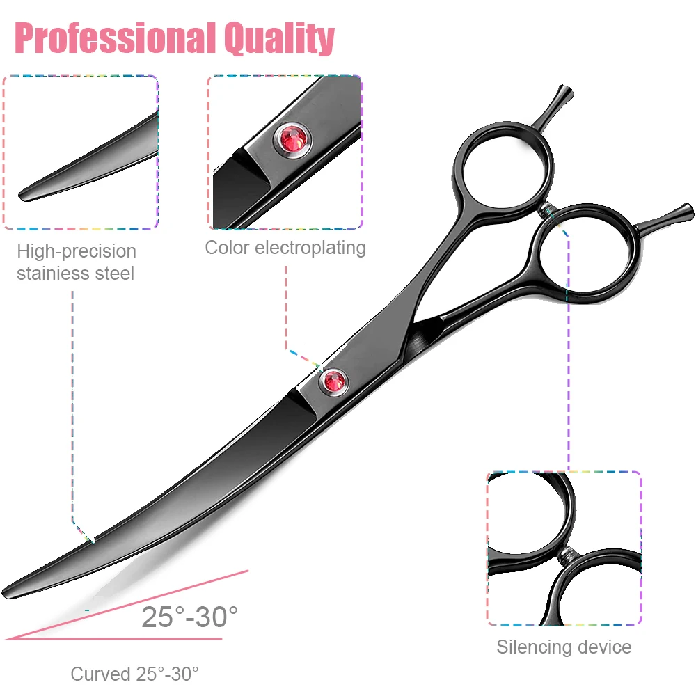 Portable Curved Pet Hair Scissors Grooming Both Hand Available Stainless Steel Dog Scissors Pets Shears Animal Cutting hairdressing scissors,dog grooming scissors,hair trimmer scissors