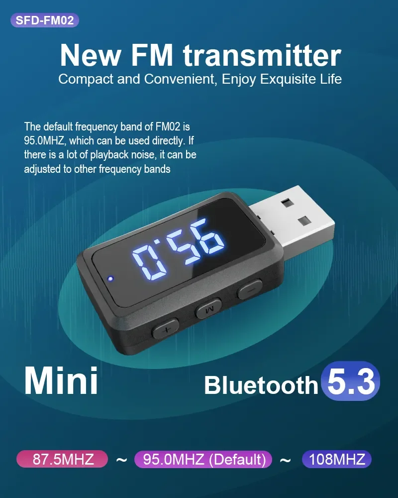 Car Bluetooth 5.3 Transmitter Receiver Handsfree Call Mini USB Power Car Kit Auto Stereo Wireless Audio Adapter For Fm Radio