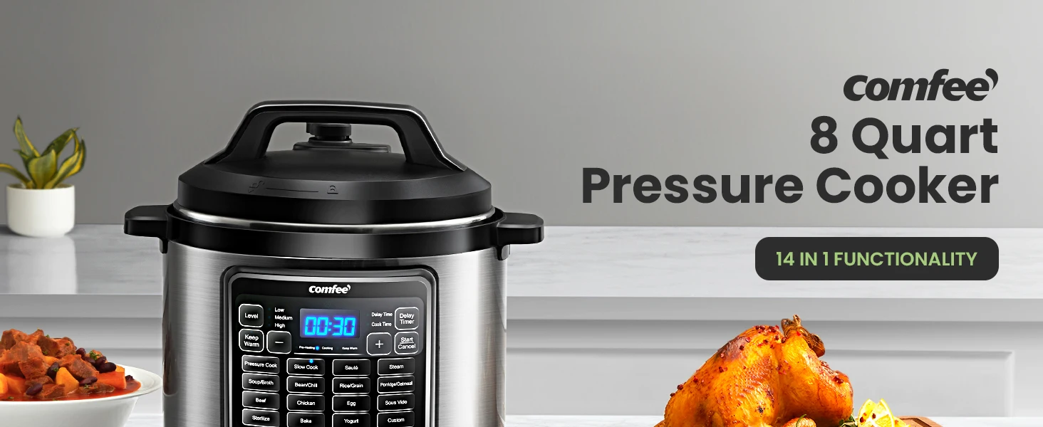 Description Picture 2 of itemCOMFEE’ 16 in 1 Electric Pressure Cooker 8 qt Instant Multi Cooker Olla de Presion Non-Stick Pot Yogurt Maker Slow Rice Cooke