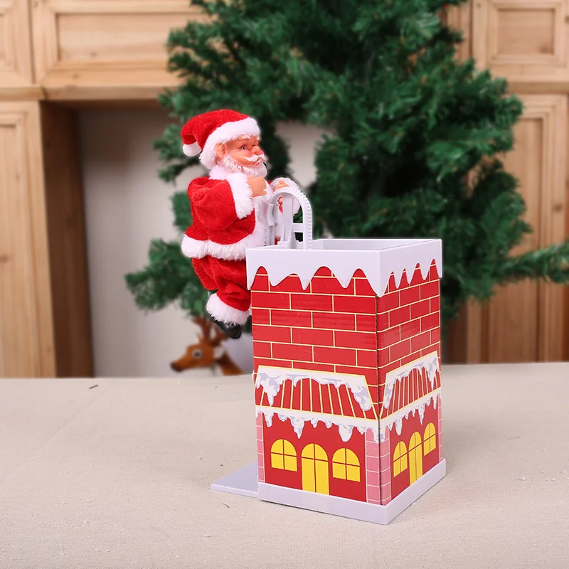 Christmas electric Santa Claus climbing ladder plush doll creative music father Christmas kid toy gift new year decoration