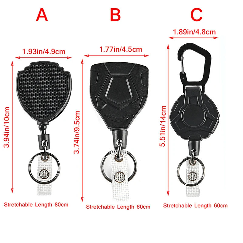 1Pc Retractable Buckle Badge Reel Carabiner Key Chain Anti-Theft Anti-Lost with Steel Cord retractable key chain