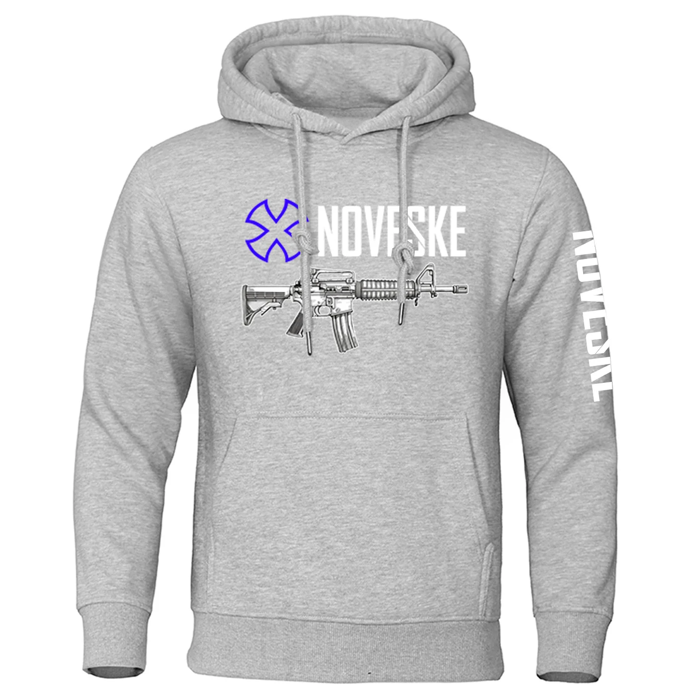 Mens Funny Gun Print Long Sleeve Hoodie