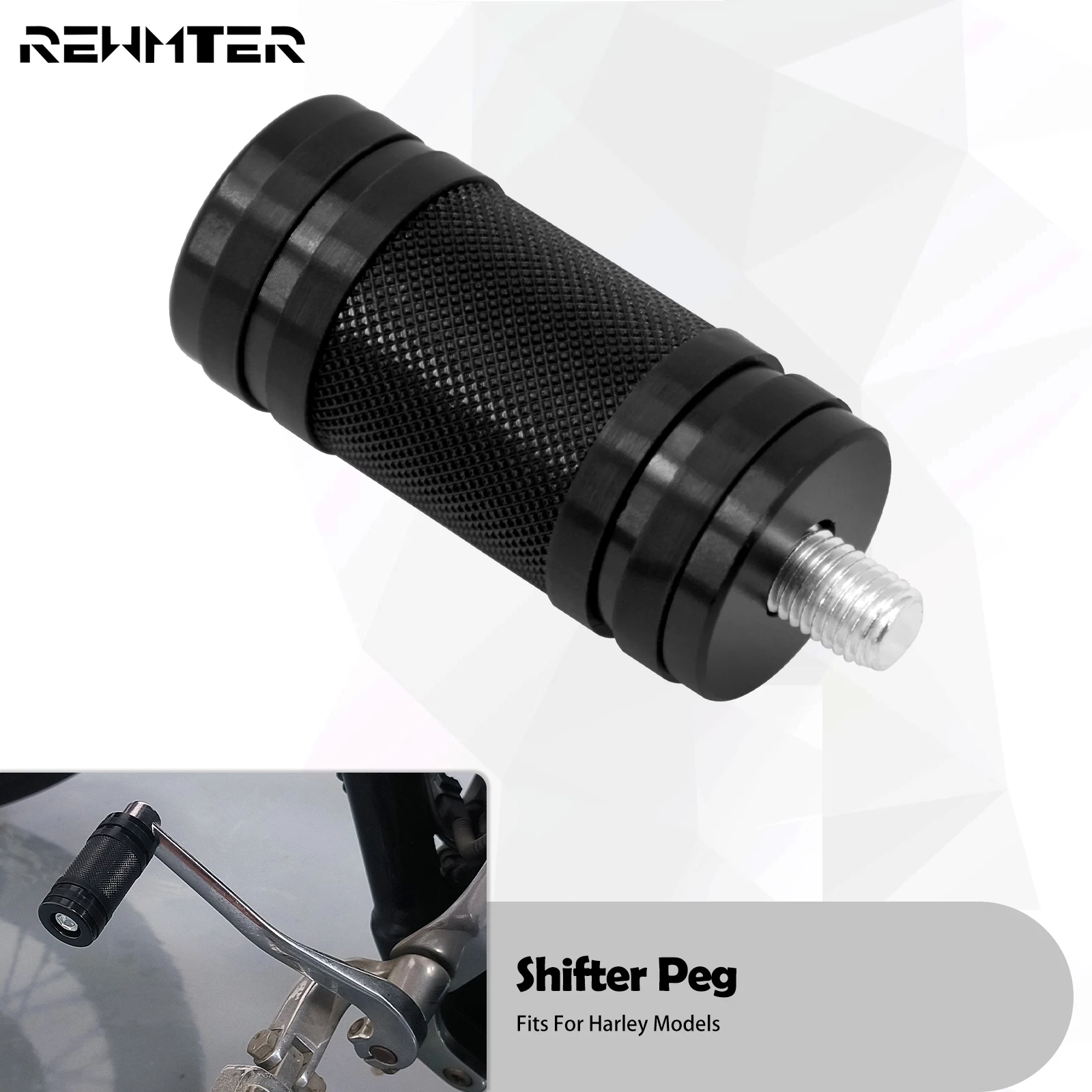 KICRY Peg De Levier De Vitesse De Moto Avec Boutons Surélevés Noir Compatible Avec Harley Davidson Street Glide Road King Softail Sportster Dyna Sportster Touring Dyna Dyna (Knobbed Black