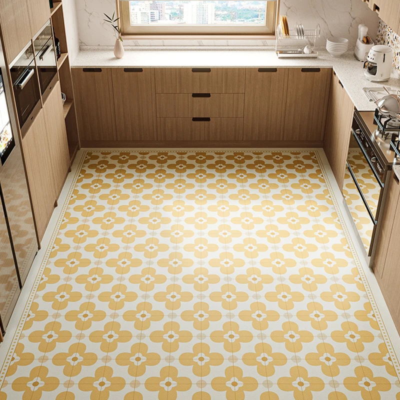 French Retro PVC Leather Carpet Stain and Oil Resistant Kitchen