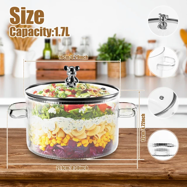 2020 New Glass Cooking Pot With Cover Heat-Resistant Saucepan Glass Kitchen  Cookware Set Cooktop With Handle & Steam Hole - AliExpress