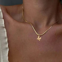 Collier Pendentif Alphabet A-Z en Acier Inoxydable Plaqué Or pour Femme, Chaîne Serpent, Lettre Initiale, Bijoux de Clavicule 1