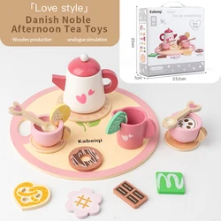 Wooden Tea Party Playset for Kids - Educational Pretend Play Gift Set (Love style)