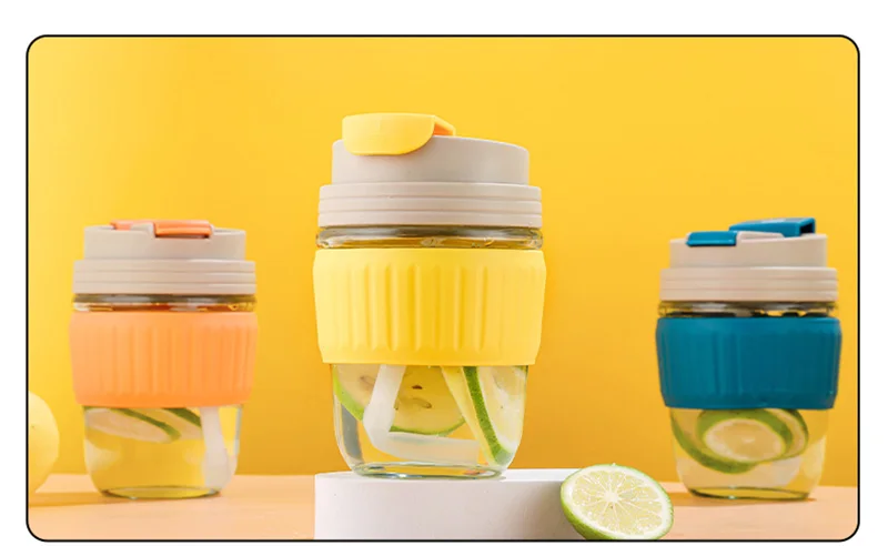 350Ml Double Drinking Glass Tumbler Cup With Straw Portable Female Coffee Mug Lovely Fruit Juice Soymilk Milk Travel