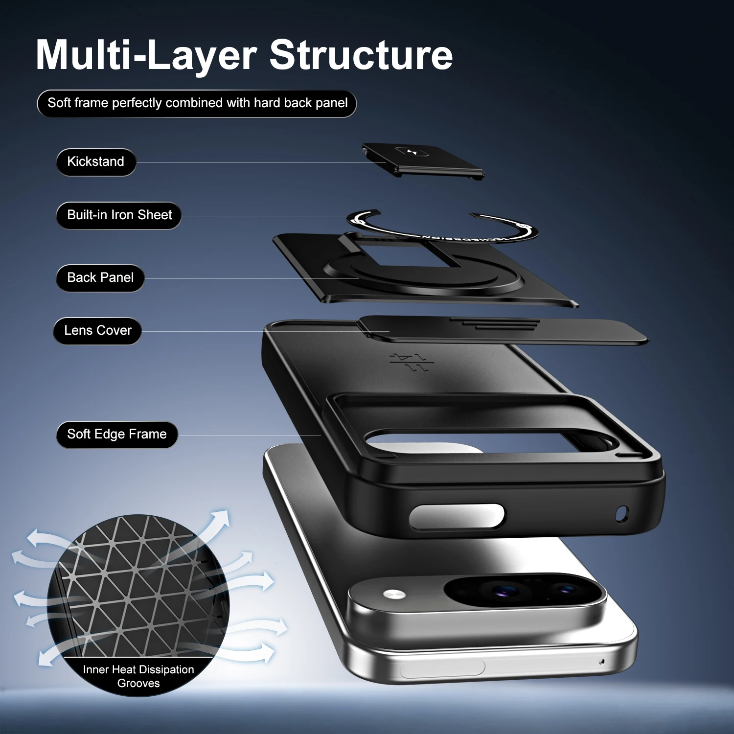 Enhanced Shockproof Magnetic Phone Case with Kickstand | Military-Grade Hybrid Armor Design