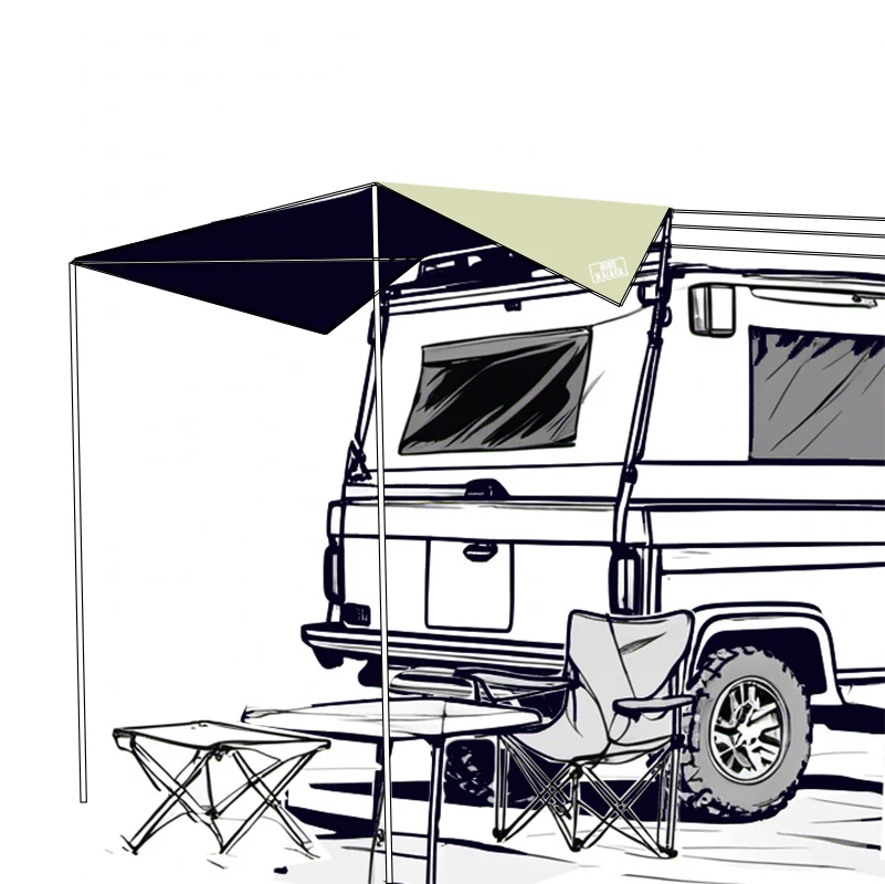 Car side Awning Tent Black Coating Tarp 2x3 Outdoor Waterproof Camping Black Coated Car Rear Shelter SUV Self-driving Supplies