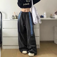 New In Women's Sweatpants Casual Matching Wide Leg Pant Chic Sportswear Loose Cargo Pants Drawstring Joggers Baggy Streetwear 2
