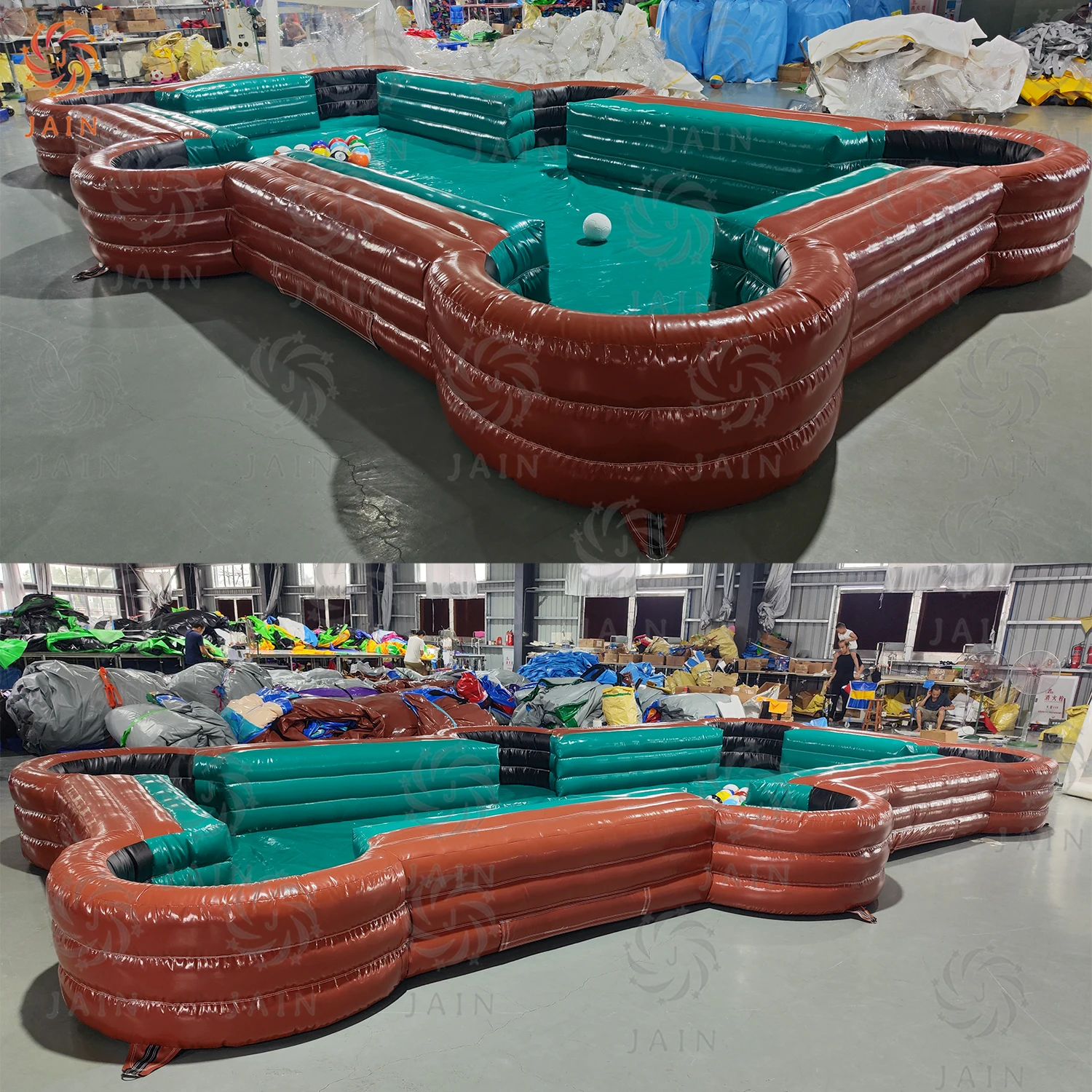 8x4m PVC Giant Inflatable Snooker Football Pool Table Human Soccer Billiards Sports Field For Coporate Events Game