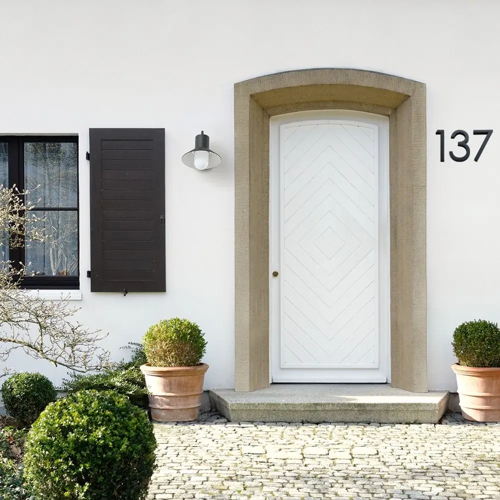 Durable ABS Acrylic Door Label 3D Black ABS Acrylic Numeral Tag Self-Adhesive Number Plate Sign For Home Mailbox Hotel Address