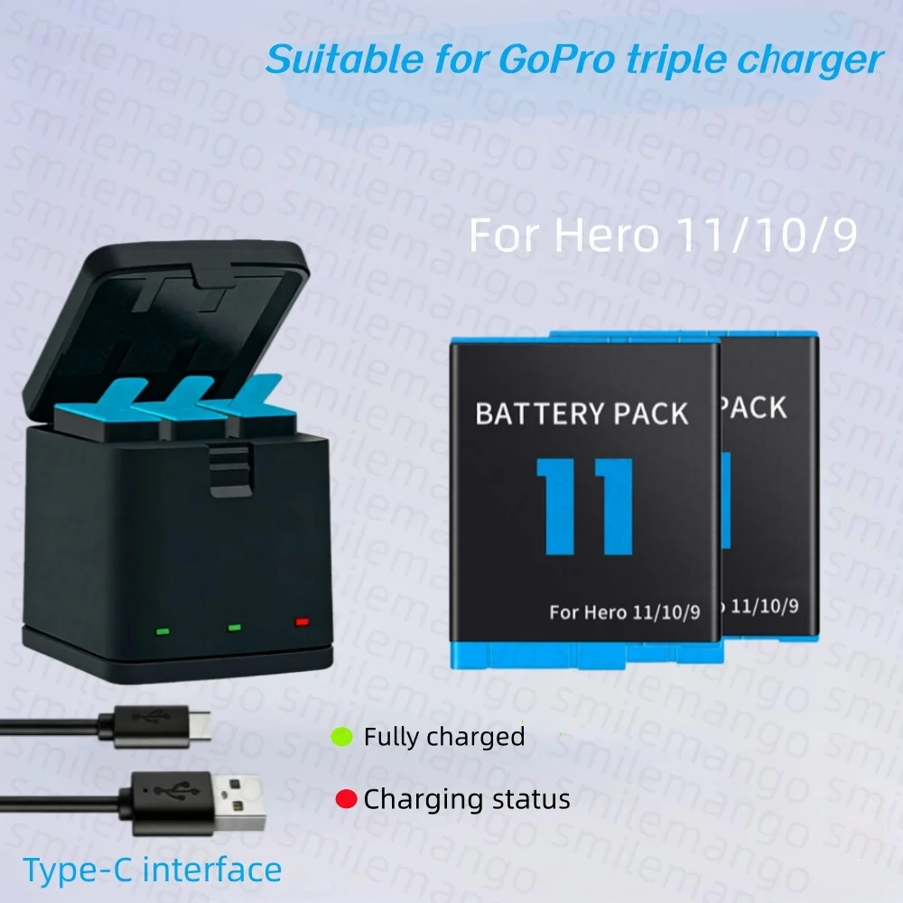 Lot de 1 à 5 Batteries et Chargeur pour GoPro Hero 9/10/11