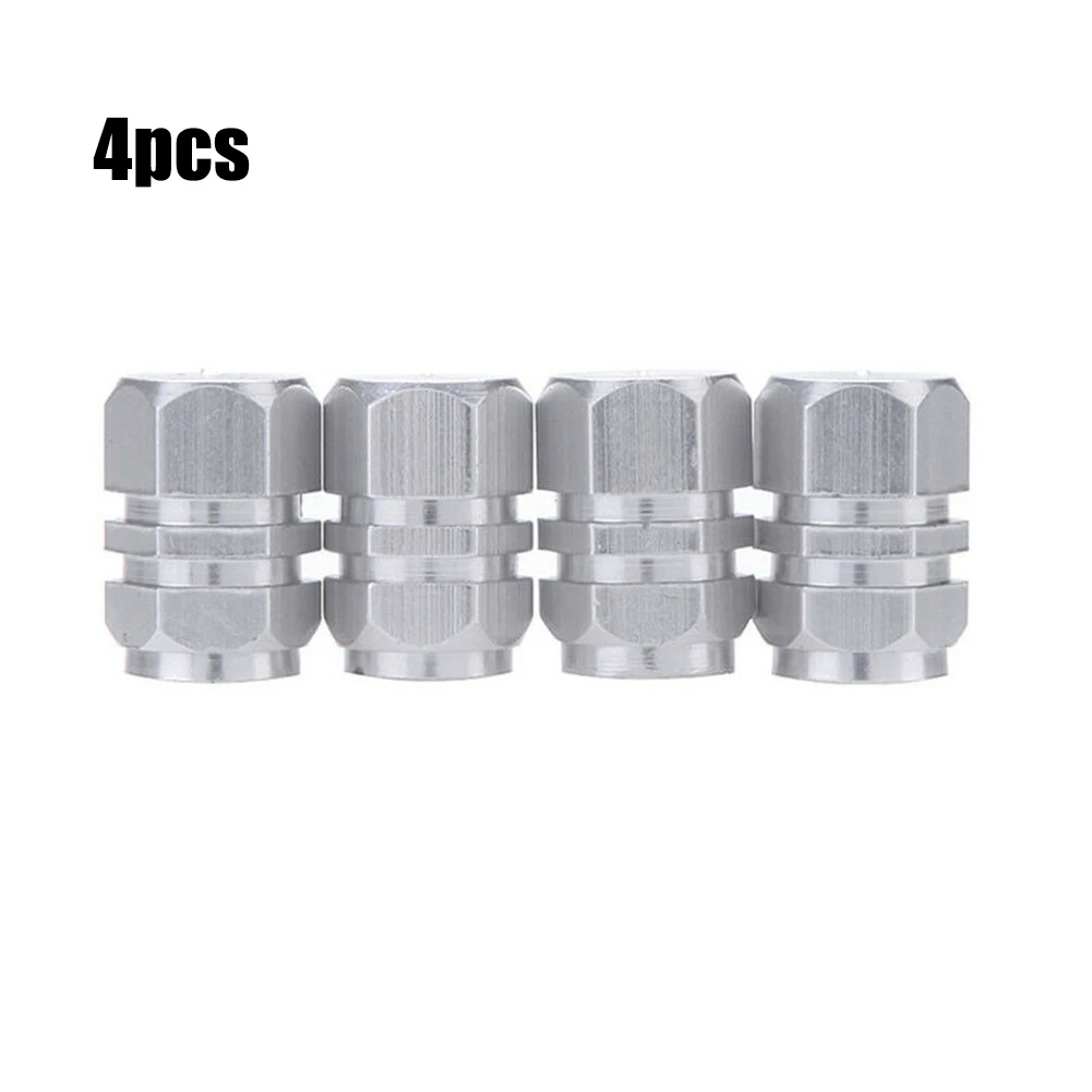 

4Pcs Tire Valve Stem Caps Valve Cap Aluminum Anti-rust Durable Replacement Silver High Quality New 10mm Diameter