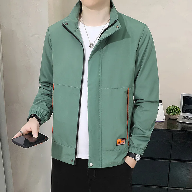 

Spring Autumn Men's Thin Standing Collar Business Casual Jacket Fashion Handsome Versatile Workwear Jacket Top