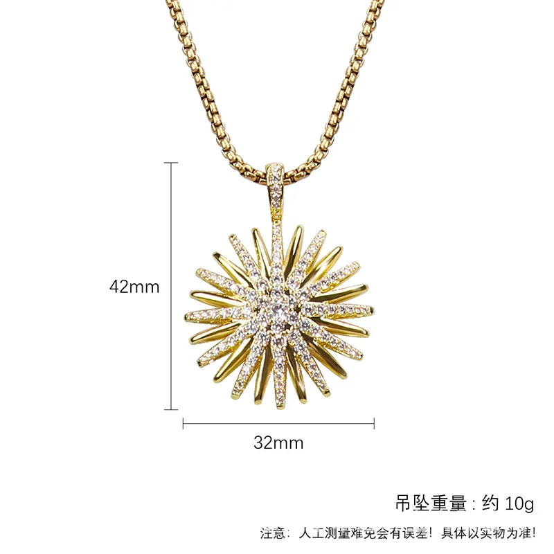 European and American Fashion Flower Full Zircon Star Pendant Stainless Steel Chain
