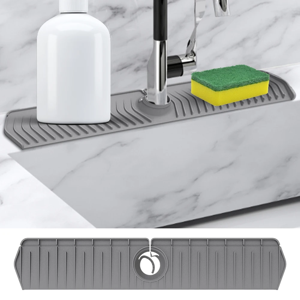 Silicone Kitchen Sink Splash Mat Fast Drainage Kitchen Sink Faucet Splash Guard for Counter Bathroom for Faucet