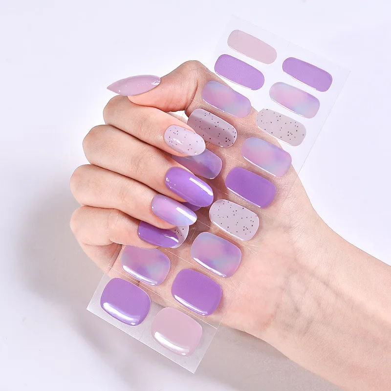 

Semi Cured Gel Nail Polish Strips Manicure Nail Art Decor UV LED Lamp Cured Long Lasting Gel Nail Stickers Full Nail Decals