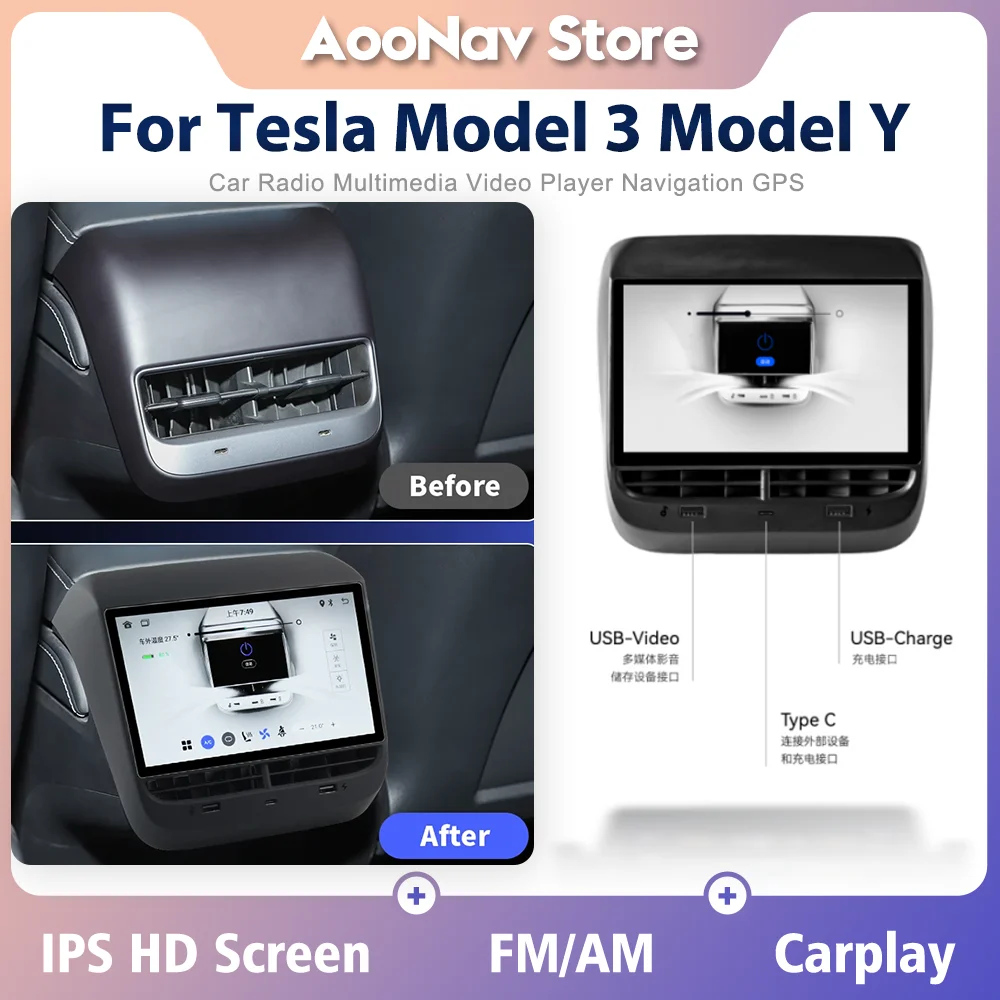 Android 12 Car Touch Stereo AC Panel For Tesla Model 3 Model Y 2020-2023  Air Multimedia Rear Seat Entertainment System Display - AliExpress