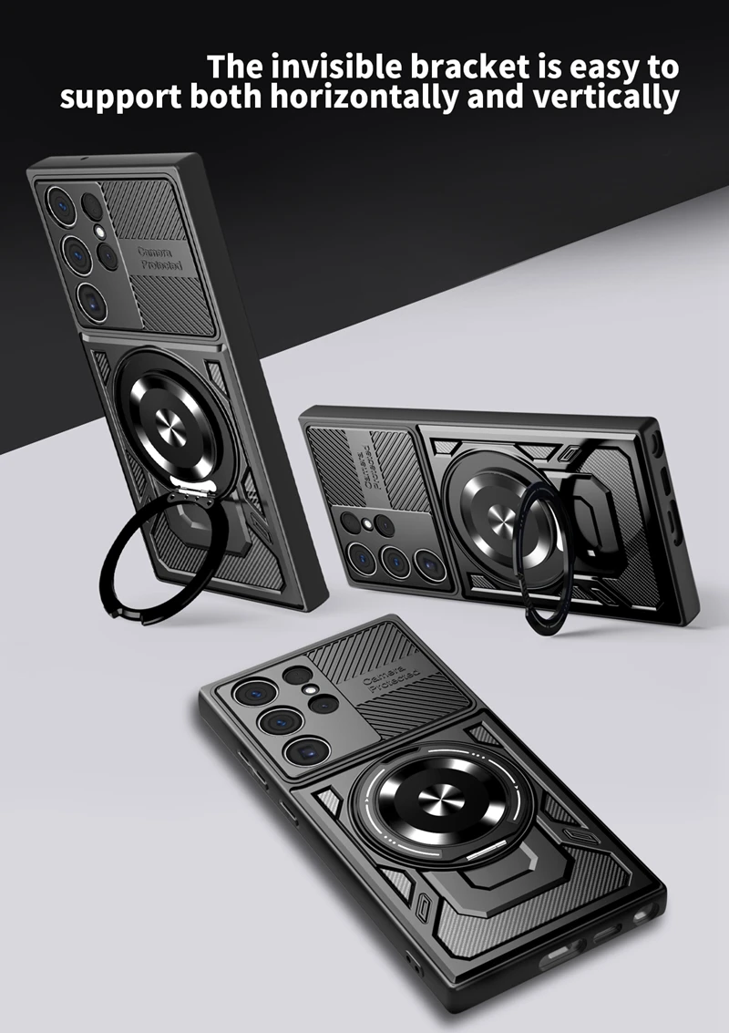Enhanced Armor Shockproof Magnetic Ring Case with Wireless Charging Compatibility